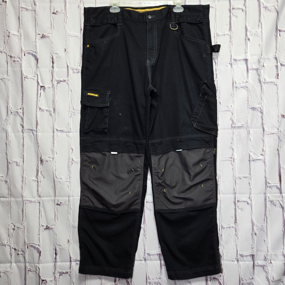 Caterpillar CAT Mens Cargo Work Pants Reinforced Knees Utility Reflective 40x32